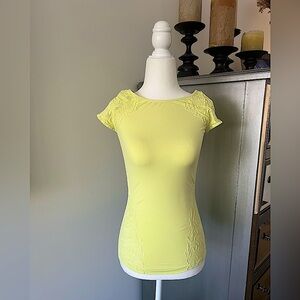 Bebe Yellow Fitted Cap Sleeve Top